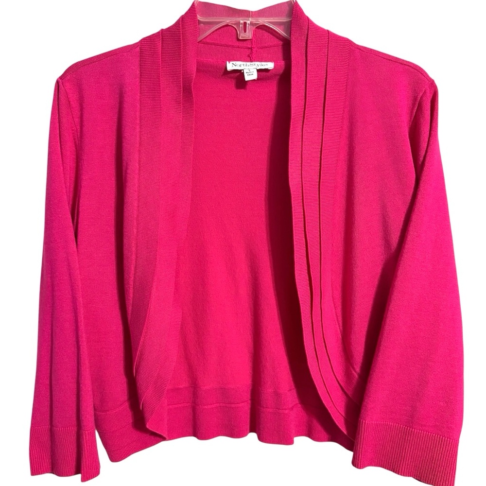 NorthStyle Triple Tiered Shrug, Open Front 3/4 Sleeve Knit  Size Lg